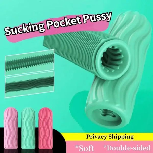 Copa de masturbator masculina Manual de silicona portátil Portable Vagina suave Pocket de bolsillo Masturbación de doble cara juguete para hombres 240419