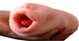 Masturbateur mâle réaliste bouche bouche stroker oral sucer la gorge profonde vagin chatte de poche avec la langue sexuelle toys sexuels pour l'homme 205878505