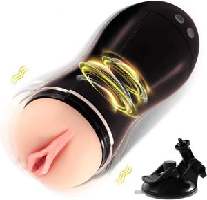 Masturbateurs masculins Sex Toys avec 2 piles AAA Pocket Pussy Mains libres Vagin Fellation Stroker Jouet adulte pour hommes 10 modes puissants