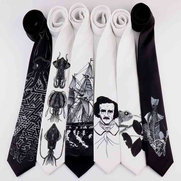 Hommes hommes conception originale impression amusant 7CM cravate rétro décontracté personnalité Arts femme étudiant croquis cravate