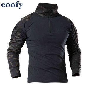 Male Military Uniform Tactical Long Sleeve T Shirt Men Camouflage Army Combat Shirt Airsoft Paintball Clothes Multicam Shirt Top H1223