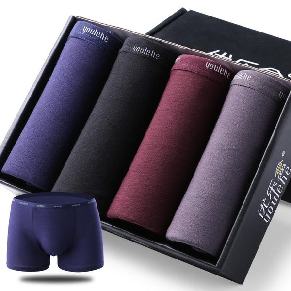 Calzoncillos Calzoncillos masculinos Ropa interior sexy Boxers Calzoncillos boxer de algodón Hombres Cuecas Boxer Pantalones cortos de moda Ropa interior para hombres 4 unids / lote