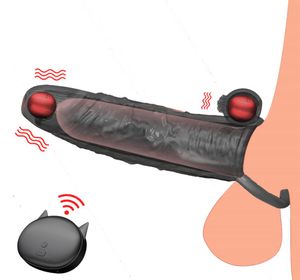 Mannelijke Penisvergroting Extender Cockring Mouw sexy Speelgoed Voor Mannen Vibrerende Lul Masturbatie Device8651199