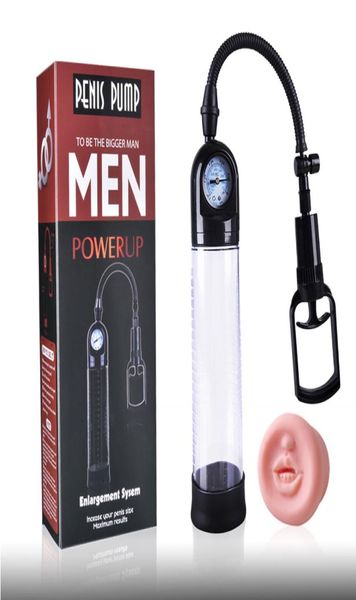 Bomba de vacío para pene masculino con reloj Entrenador de ejercicio Juguetes sexuales para adultos para hombres Agrandamiento del pene Operación de manos Pene Extensor de pene Y17914079