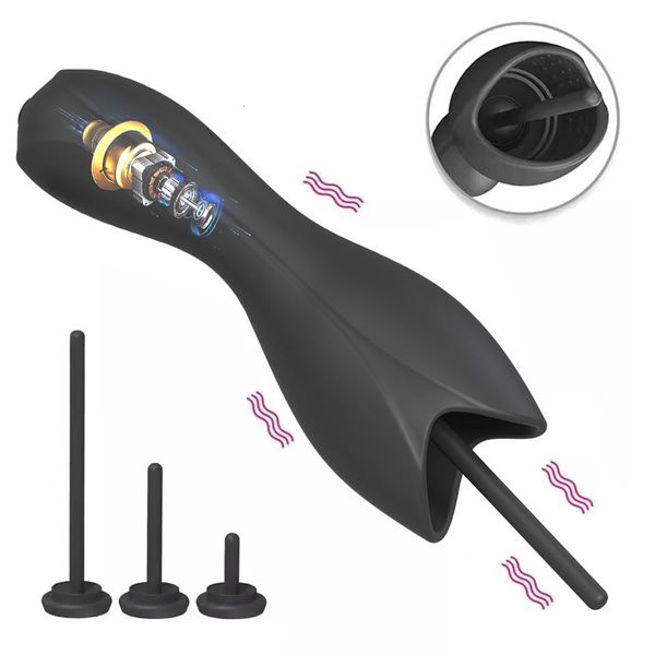 Vibratrice du pénis mâle Glans Masseur Urethra Plug Horse Horse Eye Stimulation Silicone SM Toys sexuels pour hommes pour masturbation Coupe 240408