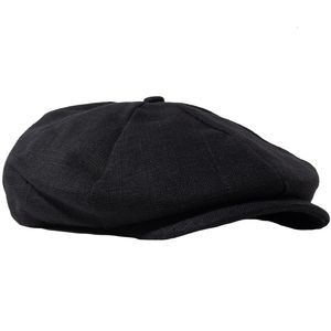 Homme Plus Size Ivy Hat Big Head Homme Printemps Été et Automne Newsboy Cap Top Grade Papa Linen Beret Caps M 55-58cm L 59-61cm