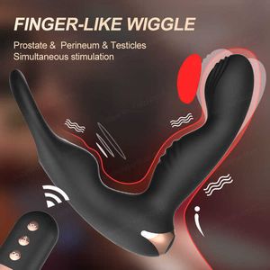 Mannelijke prostaatvinger kwispelende massager vibrator voor mannen gay anale plug draadloze penis ring externe kontparen