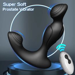 Vibrateur de massage de la prostate pour homme, chauffage à distance sans fil, plug anal en silicone, masturbateur gay, jouets sexuels pour hommes 240115