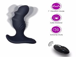 Männliches Prostata-Massagegerät Analvibrator Butt Plug Drahtlose Fernbedienung 7 Geschwindigkeiten Vibrierender Analplug Stimulator Sexspielzeug für Männer Y18230371