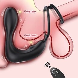 Masseur de la prostate mâle stimulateur de télécommande sans fil vibrateur anal bouchon de bouchon de vibrateur sexe toys pour hommes adultes 18 240412