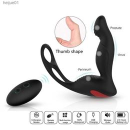 Male Prostate Vibration Lock Sperme Retard Anal Butt Plug Télécommande Sans Fil Stimulateur Vaginal Féminin Jouets Jouets Adultes 18+ L230518