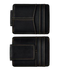 Mâle qualité en cuir mode voyage mince portefeuille avant poche magnétique pince à billets Mini porte-cartes sac à main pour hommes 1017b6428892