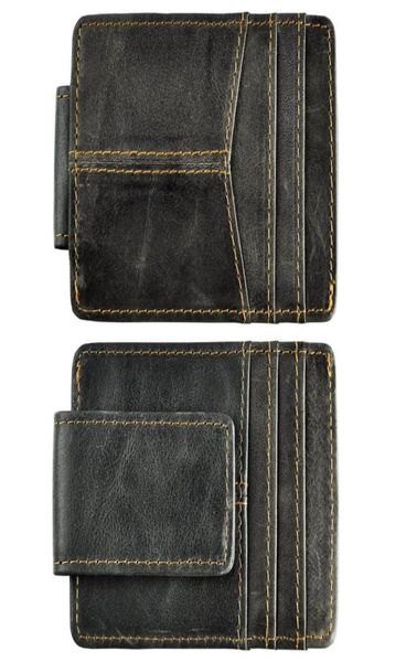 Mâle qualité en cuir mode voyage mince portefeuille avant poche magnétique pince à billets Mini carte étui sac à main pour hommes 1017G4809880