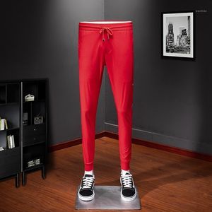 Mannelijke kwaliteit zeer goede broek geweldige designer selectie mannen broek elastisch taille patroon klassieke lange lengte casual broek 1013 heren's