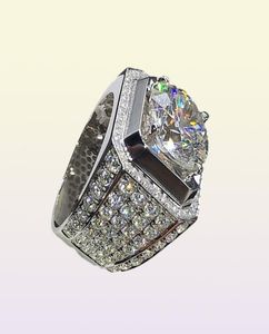 Mannelijke ring 925 Sterling Silver Round 3ct 5a Zirkon Stone Betrokkenheid Wedding Band Ringen voor Men Finger Jewelry217A9126682