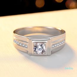 Mannelijke ringen Moissanite Sieraden Diamant met zijstenen 925 Sterling Zilveren Ring Rhodium Plated for Men Engagement Bruiloft Party Anniversar