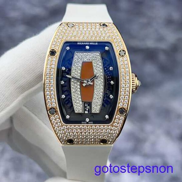 Reloj rm de rm masculino RM007 Red Lip Womens Watch Full Diamond Full Diamond 18K Rose Gold Mechanical Watch