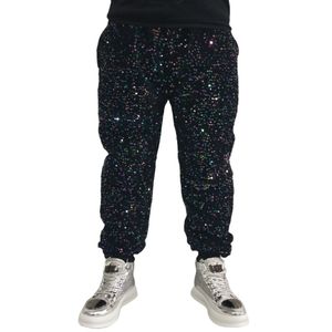 Pantalones de lentejuelas masculinas para cantante bailarín traje de actuación pantalones casuales sueltos pantalones harem con brillo ropa de escenario de baile hip hop dorado blanco verde