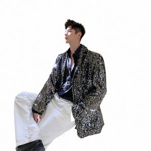 Blazer brillant pour homme, veste de printemps élégante, décor à paillettes, veste de costume, vêtements de scène éblouissants, I843 #, 2024