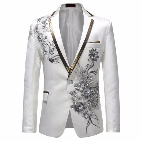 Chaqueta de traje ajustada con un solo pecho para hombre, estilo vintage, moda con estampado floral, chaqueta de fiesta para hombre, chaqueta de moda de talla grande 220310