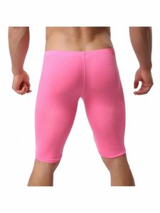 Ropa de dormir masculina Sexy Seda de hielo Ultra delgada Bolsa de pene transparente Dormir Inferior Cuerpo Esculpir Pantalones Leggings Hombres Pijamas Rosa Gris B0Vx #