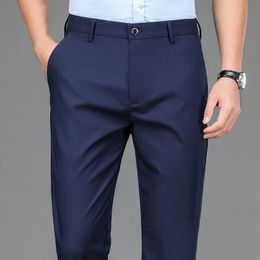 Pantalones casuales inteligentes para hombre Pantalones deportivos elásticos de secado rápido para hombre Primavera Otoño Pantalones rectos de oficina negros Pantalones de trabajo azul marino 240125