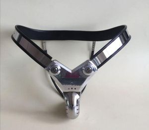 Ceinture de chasteté noire réglable verrouillable en acier inoxydable pour hommes avec Cage à pénis anneau de coq Cage jouets sexuels pour hommes