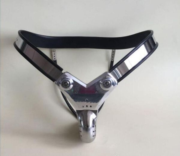 Cinturón de dispositivos de castidad NEGRO ajustable bloqueable de acero inoxidable masculino con jaula para pene, anillo para pene, jaula, Juguetes sexuales para hombres
