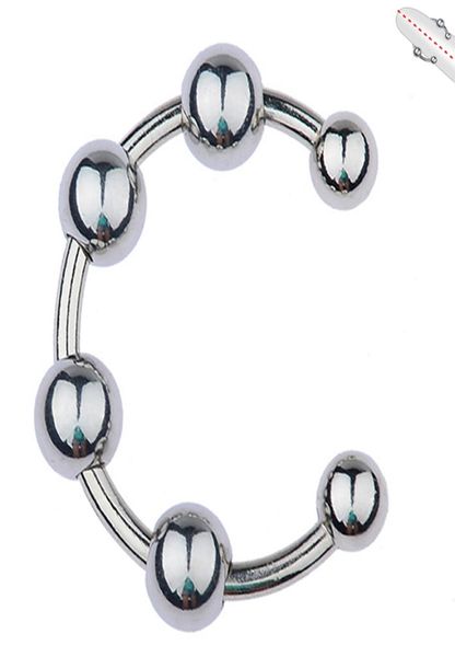 Anillo de Gonobolia retardado para pene de acero inoxidable masculino con cuentas deslizables, anillo para pene, joyería para adultos, juguete sexual BDSM para glande 8707107