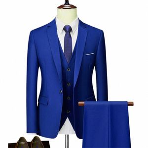 Traje masculino 2023 Nuevo en hombres Casual Busin Plaid Chaqueta delgada Pantalones Chaleco 3 piezas Conjuntos Elegante Fiesta de boda Trajes de pantalón de noche f0v2 #