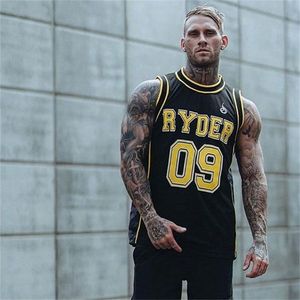 Mannelijke zomercasual vest mannen bodybuilding tanktops gym workout fitness ademende mouwloze shirt kleren stringer singlet 220627