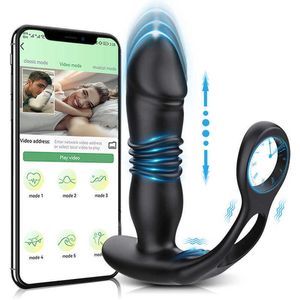 Prostate télescopique mâle Bluetooth App contrôle poussée godemichet Anal vibrateur Anal pour hommes cul Couples