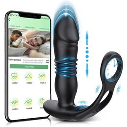 Masseur de Prostate télescopique pour hommes, contrôle par application Bluetooth, Plug Anal, vibrateur Anal pour hommes, cul et Couples