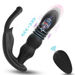 Mannelijke Thrusting Prostaat Massager Draadloze Afstandsbediening Anale Plug Dildo Butt Plug Telescopische Cockring Speeltjes voor Mannen