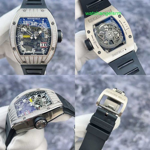 Monioir masculin Wristwatch RM Wrist Watch Mens Watch RM029 WG Hollow Dial 18K Gold White Original Diamond Automatique mécanique Mécanique