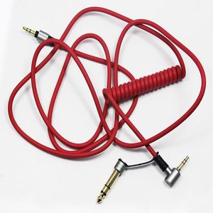 Cable de audio de repuesto de resorte macho a macho negro y rojo de 6,5 mm y 3,5 mm