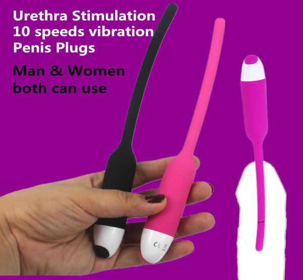 Vibrador de estimulación de uretra masculina, productos sexuales, juguetes de sonidos uretrales de silicona, dispositivo de catéteres, tapones vibratorios para pene 2958742