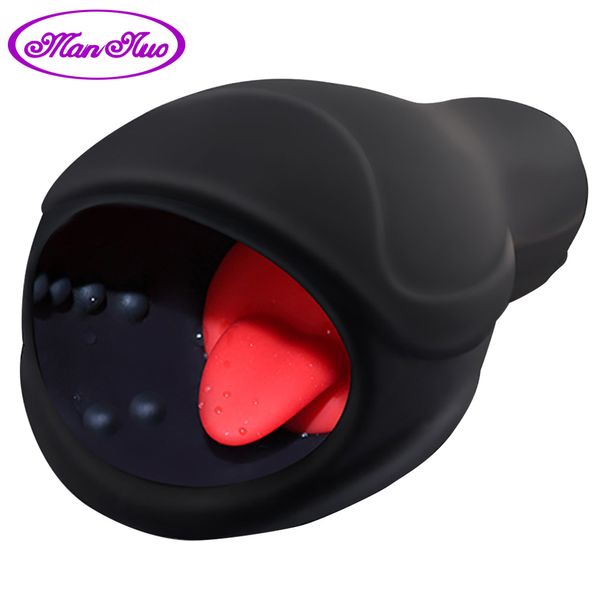 Vibromasseur masculin 6 Modes langue léchage gland masseur Endurance Traninig adulte sexy jouets pour hommes masturbateur pénis tête stimulateur