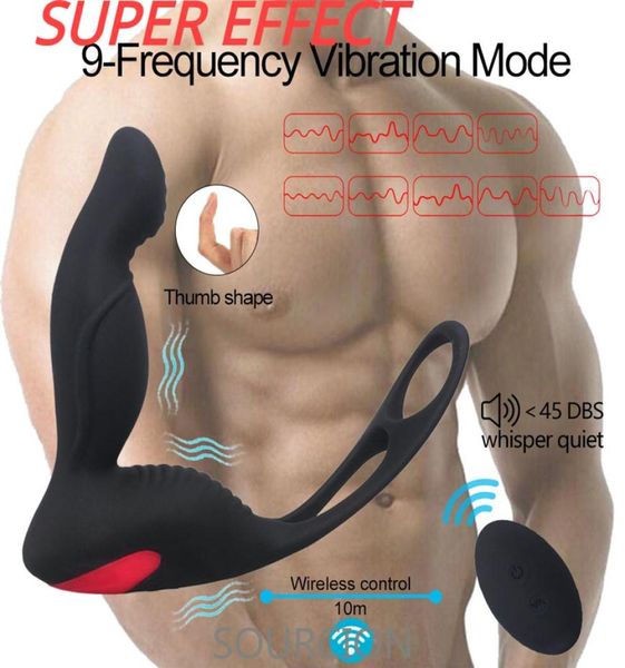 Vibrateur masculin Stimulateur de masseur de la prostate toys pour deux hommes adultes gays sexshop masturbator strapon vibrateurs anal plug249698418