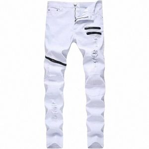 Mâle Vintage Zipper Butt Taille Haute Pantalon Denim Droit Distred Lg Pantalon Y2K INS Vêtements Streetwear Hommes Ripped Jeans a3jv #