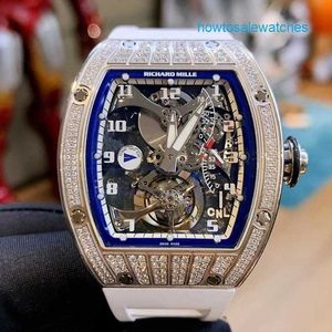 Montre homme RM montre femme montre RM014 RM022 manuel 45*38.9mm Tourbillon Rm014 platine Original diamant Tourbillon chronographe