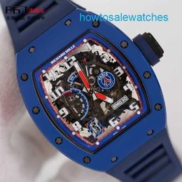 Herenhorloge RM-horloge Dameshorloge RM030 Automatisch mechanisch horloge RM030 Heren Germain blauw keramiek Ntpt koolstofvezel