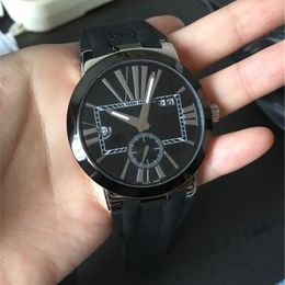 Relojes masculinos Man de goma negra Reloj Mecánica Mecha de pulsera Automática de 44 mm Cara negra de 44 mm Lado trasero transparente 033350W