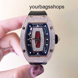 Herenpolshorloge RM Uurwerk Richardmil Polshorloge RM07-01 Dames Keramisch Roségoud Machine 31*45mm Damestafel RM07-01 Roségoud Origineel Diamant Rode Lip