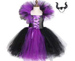 Maléfique Mal Reine Filles Tutu Robe Enfants Halloween Robe Cosplay Sorcière Costumes Fantaisie Fille Robe De Soirée Enfants Vêtements 212Y T1026115