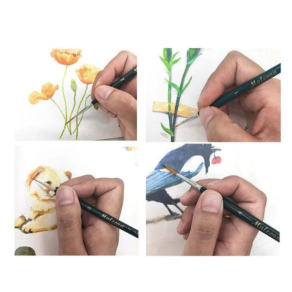 Payines miniatures Maleonn 2pc Miniature Long Detail Fine Fin Ligne de crochet stylo pour acrylique Aquarelle Huile Gouache Peinture Art Propices