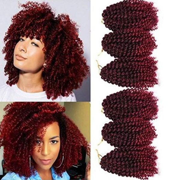 Malibob Afro Kinky Curl Crochet Trenzas 8 pulgadas Jerry Curl Ombre Kinky Curl Pelo trenzado sintético 3 Piezas Lot9411340