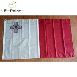 Bandera nacional del país de Malta, decoración de pancarta de poliéster de 3x5 pies (90cm x 150cm), bandera ondeante para el jardín de su casa