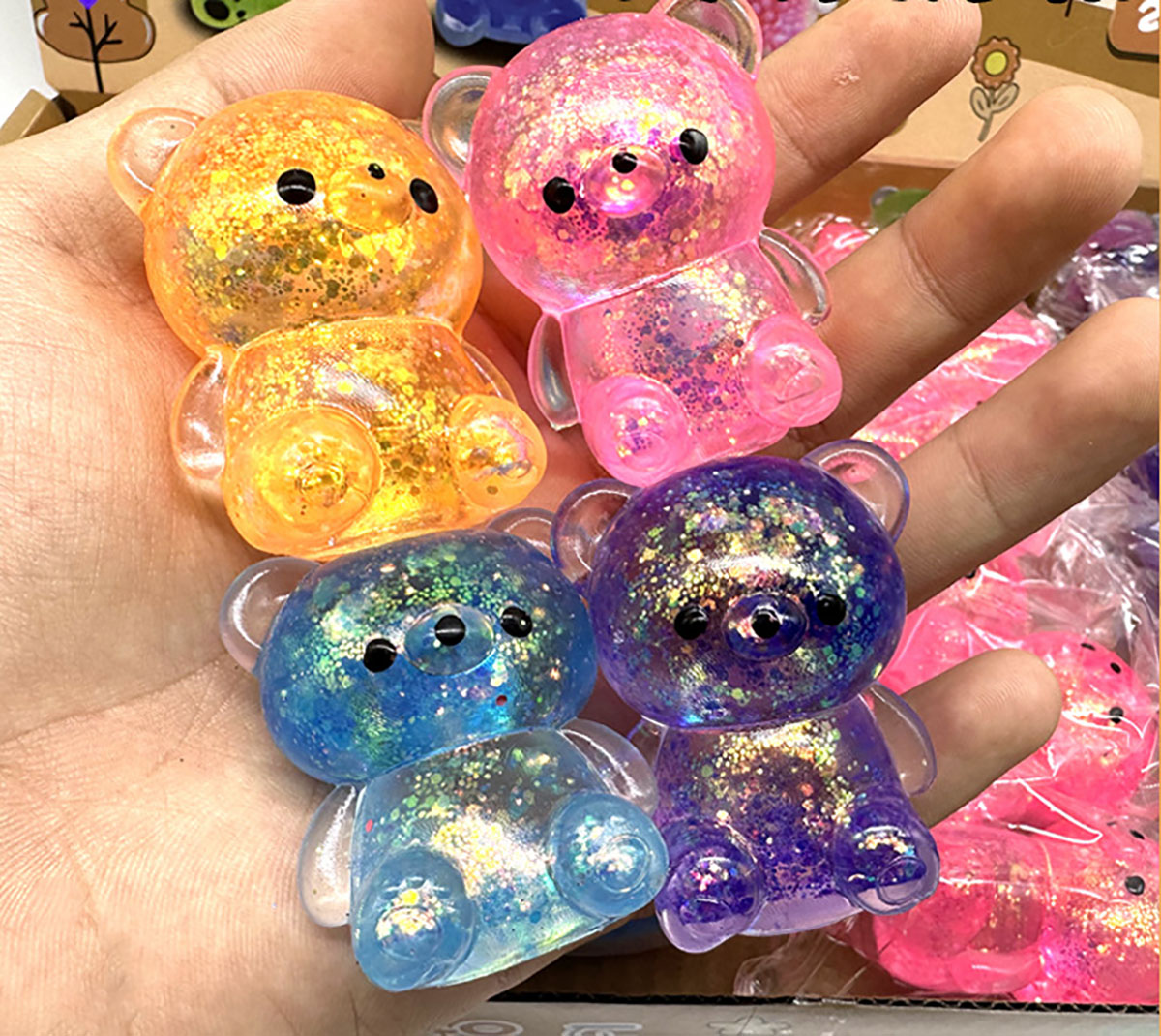 Toys de descompressão de xarope de maltose Bola urso urso de coelho rebote lento rebote estresse alívio calma foco para crianças e adultos