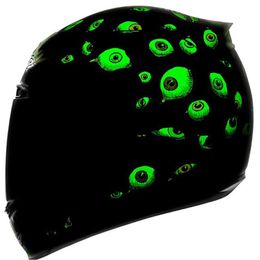 Malushen Luminous Motorcycle Helmet Moto Helm Moto Corn Persoonlijkheid Volledig gezicht Motor Zuivere kleur Zwart Wit Pink293C